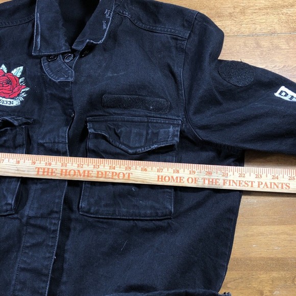 Divided by H&M Black Patch Jean Jacket Sexy Queen Womens Size 14 (22pit2pit,22L) - Picture 10 of 11